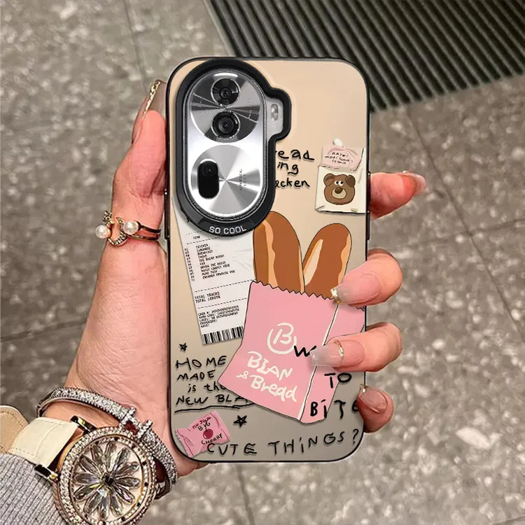 法棍面包适用OPPOReno14手机壳findx8新款13彩银防摔12开学X7校园