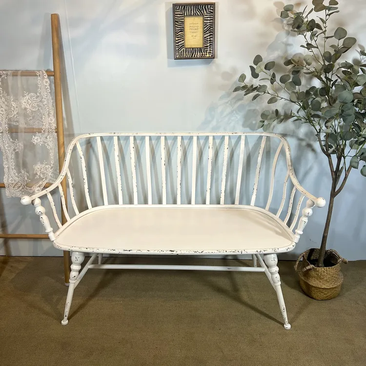 美式复古做旧铁艺双人椅家居客厅阳台庭院休闲铁椅户外园艺靠背椅