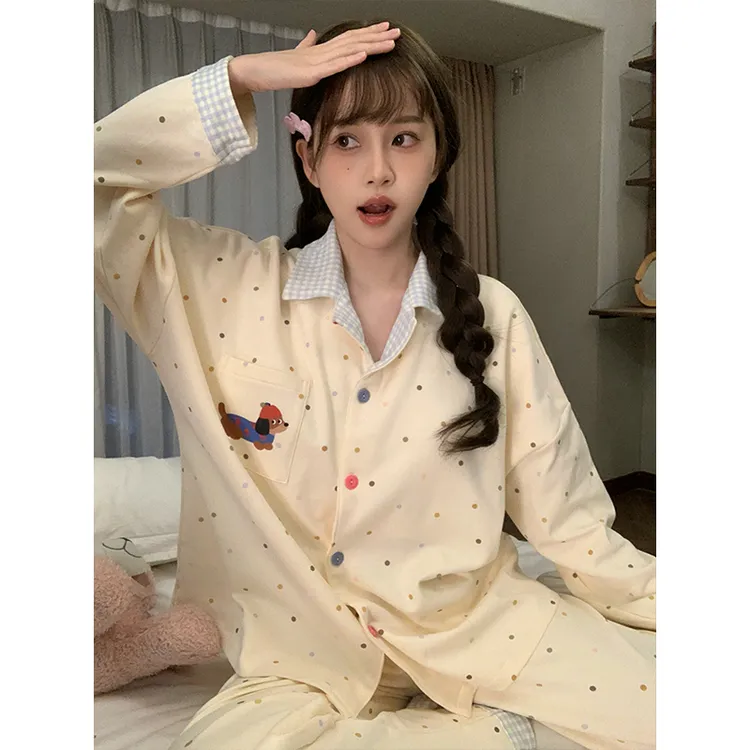 女大睡衣女款爆款2025新款大码春秋舒适宽松可外穿长袖家居服套装