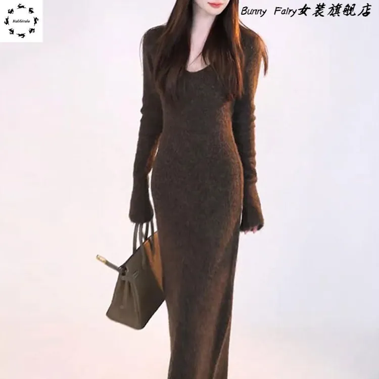 美拉德穿搭超好看针织连衣裙2025新款女秋冬毛衣裙内搭打底长款裙