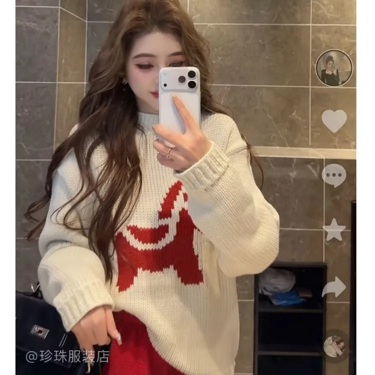 运补6-10  A2 马年如意宽松圆领设计针织上衣 FA0205