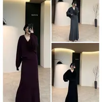 美丽定制极简气质V领蝙蝠袖套裙160斤以内(82237)