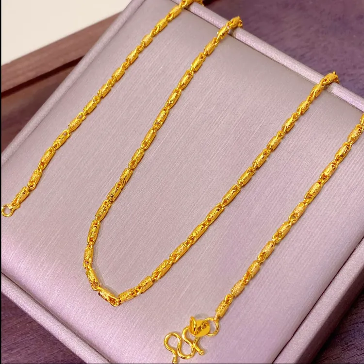 铜合金项链 新春礼物竹节圆柱链节节高升锁骨链百搭情侣同款商品图