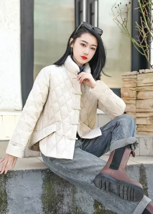 反季测新款 玛罗兰 新中式小A菱形格羽绒服