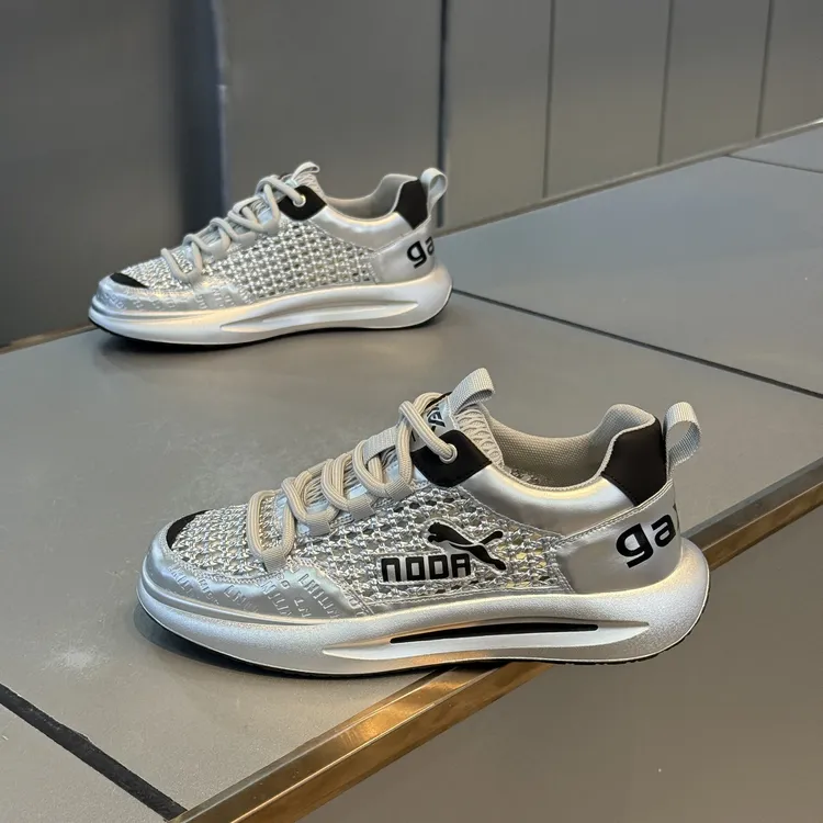 欧洲站男鞋夏季新款厚底编织网透气运动休闲鞋百搭软底阿甘鞋男