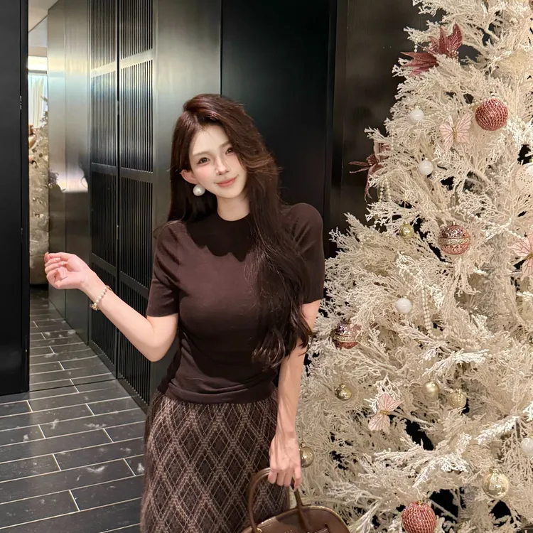 GUIDI GUDI【绝对领域】100羊毛扬子纱秋冬短袖羊毛毛衣/黄加蓝