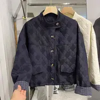 2025新款欧货秋冬压格二棉外套9802百搭休闲立领加厚宽松