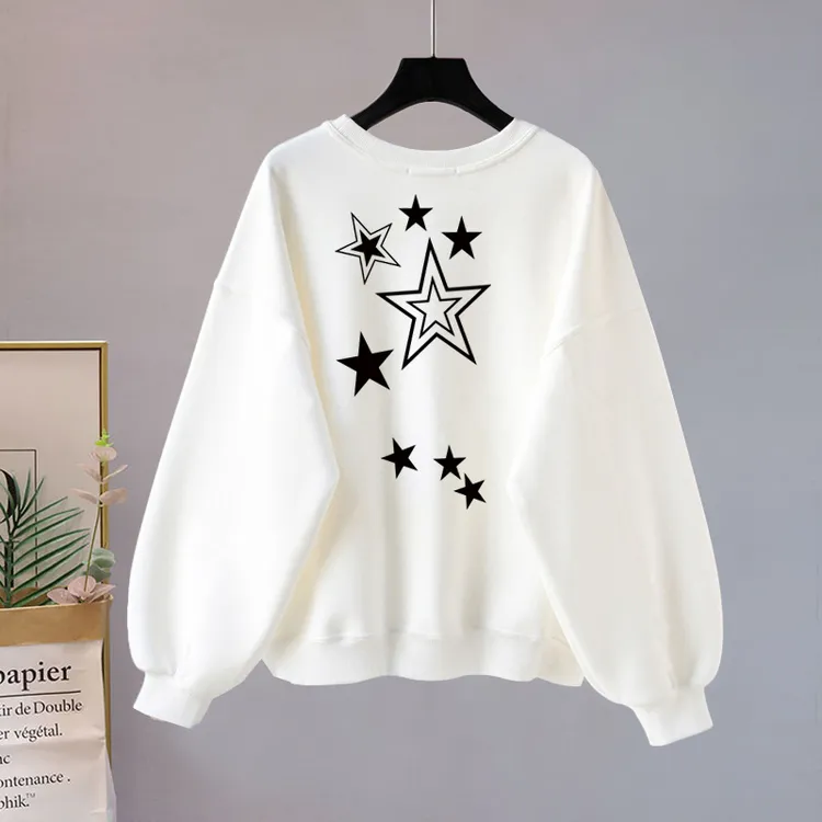 国潮oversize加绒加厚套头卫衣女士秋冬季纯棉设计感小众复古上衣