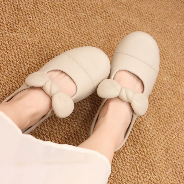 拖鞋女居家居户外春夏法式包头拖蝴蝶结半拖休闲风软底少女凉拖