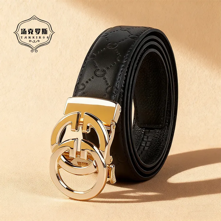 TANKIROS/汤克罗斯轻奢男士真皮皮带3.5外穿自动扣商务休闲腰带