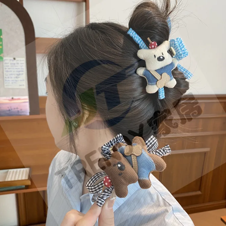 高级感卡通小狗蝴蝶结抓夹女2025新款后脑勺盘发鲨鱼夹发量大发饰