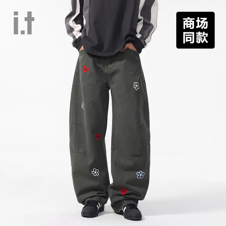I.T旗下CHOCOOLATE美式复古弯刀阔腿裤男纯棉垂感休闲长裤女显瘦