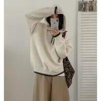 【丹姐家~半拉链针织衫】慵懒风高级感连帽针织毛衣