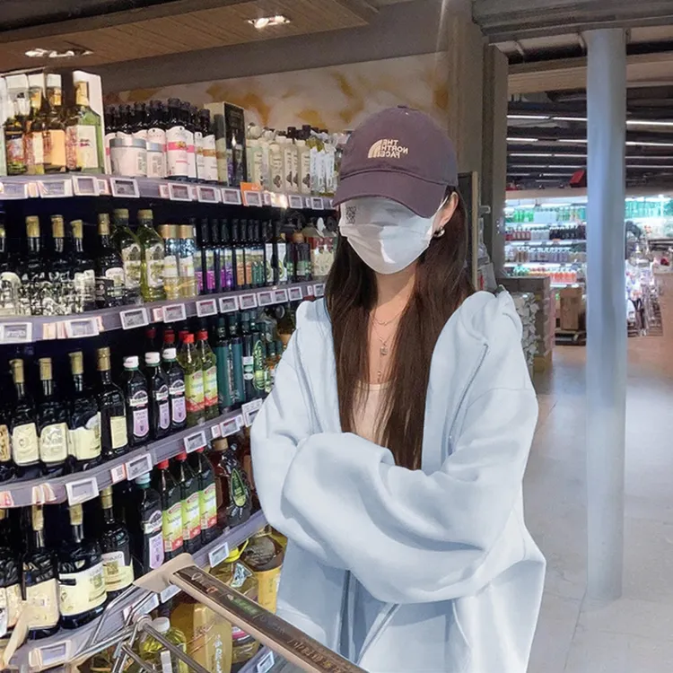 卫衣外套女春秋冬季2025新款chic早秋奶蓝色韩系连帽开衫