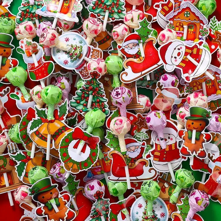 圣诞节创意卡纸水果味棒棒糖装饰网红儿童小零食糖果学生奖励礼物