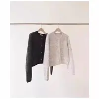 【泡菜韩货】ounce 秋款 毛绒感复古小香风 混色针织外套女