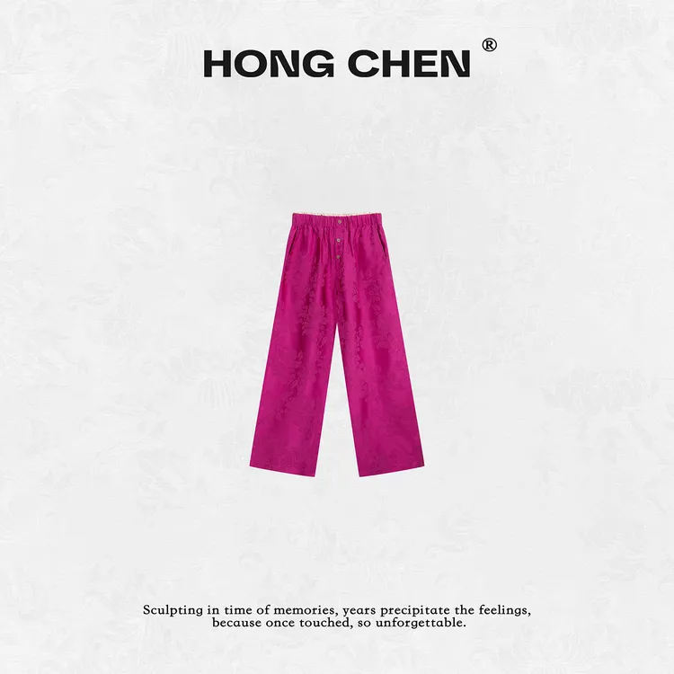【虹辰】高端时尚优雅提花靓丽百搭高级感扎花腰气质休闲裤--HC2500
