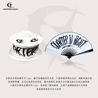 QUARTER IN NIGHT涂鸦品牌折扇＋涂鸦品牌茶碗组合