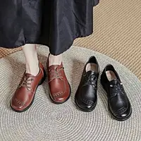 奶奶鞋女1800春季新款套脚复古圆头舒适百搭单鞋DW23Q