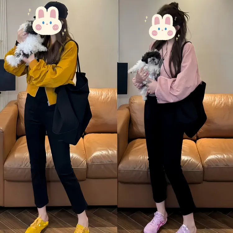 显瘦洋气 休闲宽松薄款款百搭时尚棒球服外套+套装BB50227