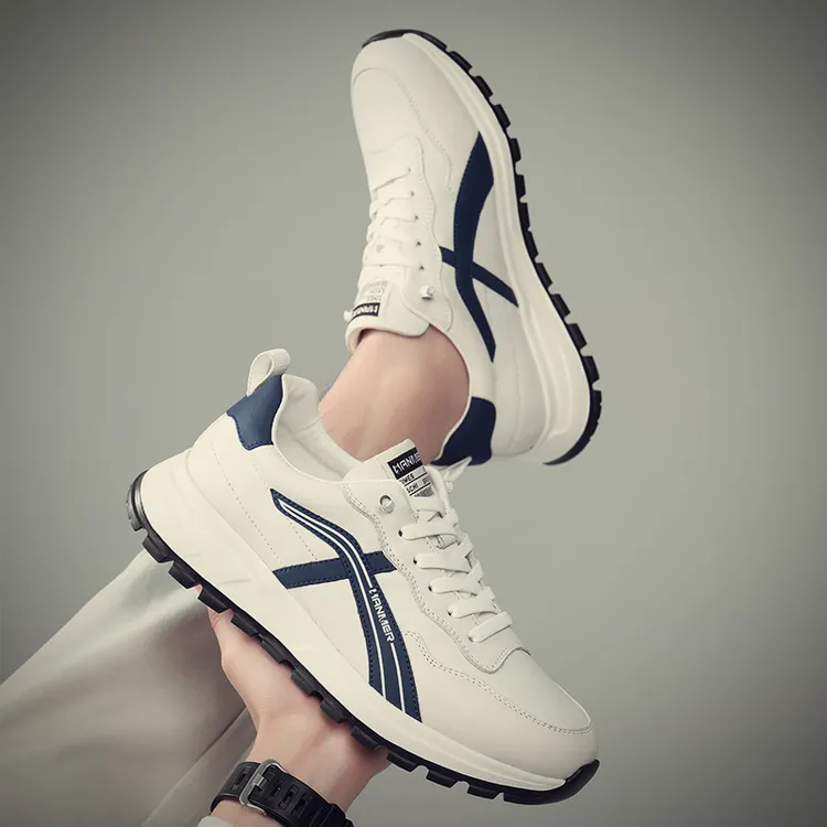 汉马真皮男鞋2025新款头层牛皮小白鞋男士休闲鞋子德训阿甘鞋2137