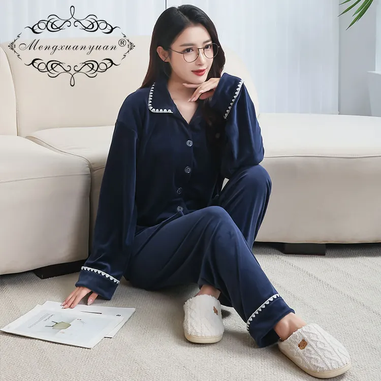 秋冬睡衣款海岛绒加肥加大可外穿休闲家居服套头长袖开衫睡衣冬季