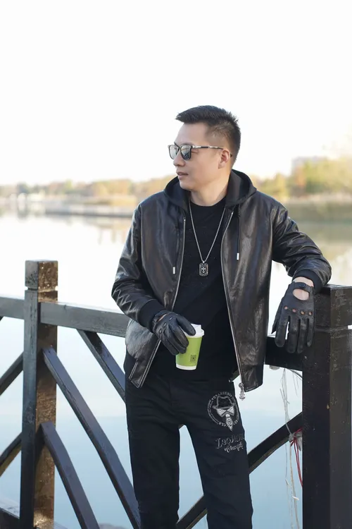 【杰客立欧】秋冬休闲金光山羊皮棒球款帽子可脱卸轻奢外套JK24124