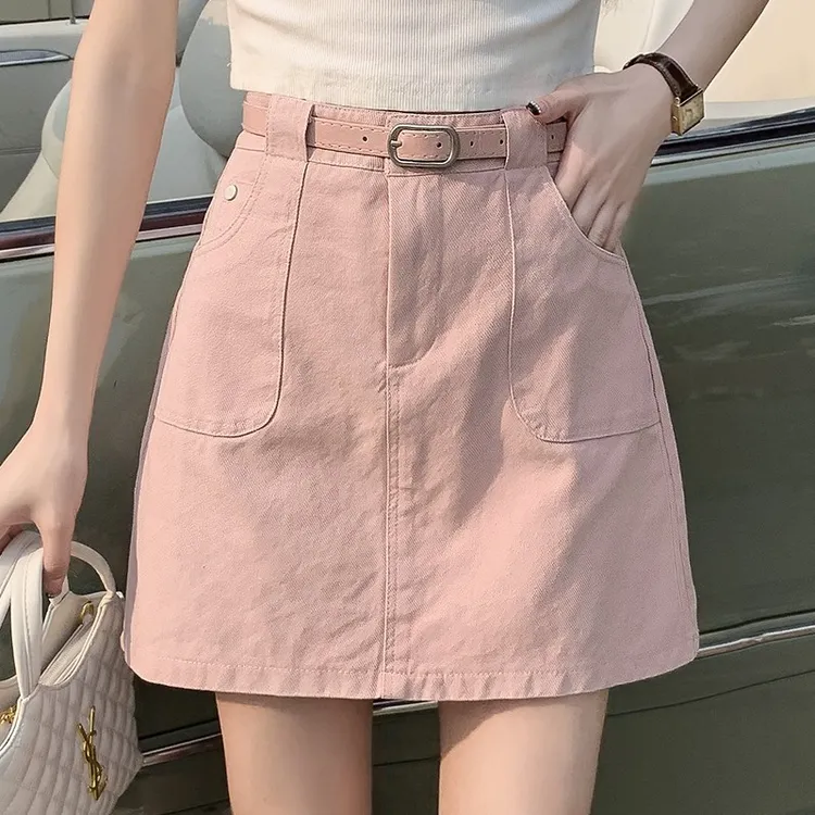 【打打专属】春夏新款显瘦小个子高腰百搭韩版A字包臀短裙子短袖女