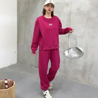T123秋季新款韩版时尚百搭下摆开叉刺绣字母女士运动套装2025-160