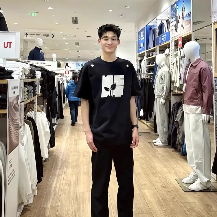 贴布刺绣正肩短袖男夏季美式高街圆领半袖高级感重磅纯棉男生T恤