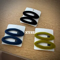 植绒椭圆掰掰夹韩版韩式边夹女法式日韩BB夹发夹百搭简约富家