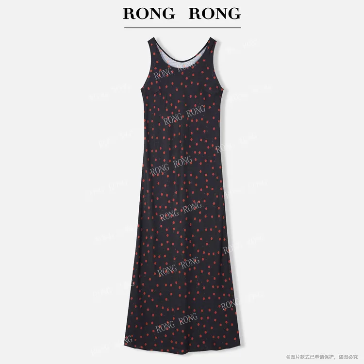 溶溶【波点星语】RONGRONG 圆领复古田园风波点无袖连衣裙ZGX6L2103