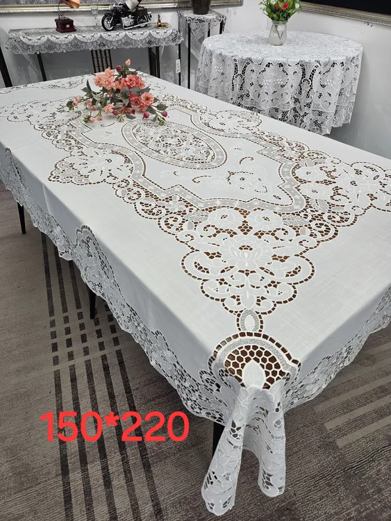 2025年新款2618牡丹花餐桌茶几长方形桌布欧式风格