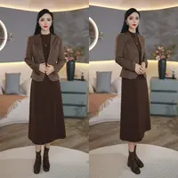 秋冬新款外套+连衣裙时尚气质两件套装8107