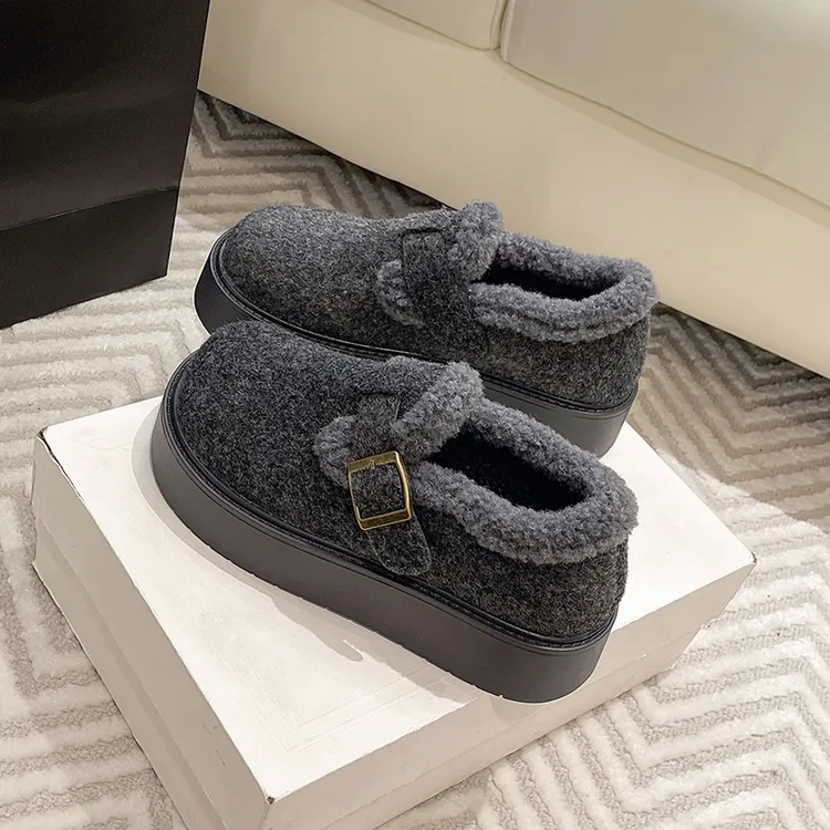 厚底灰色勃肯鞋女款2025新款秋冬季加绒保暖雪地靴棉鞋休闲乐福鞋