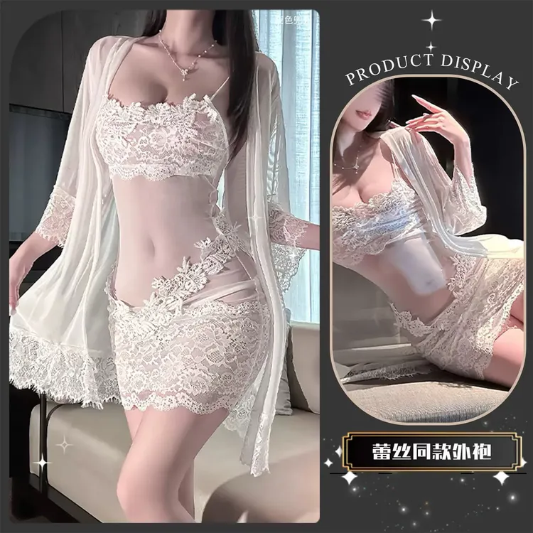 【硬糖推荐】小胸显大高级感蕾丝连体睡衣纯欲风美背镂空包臀性感
