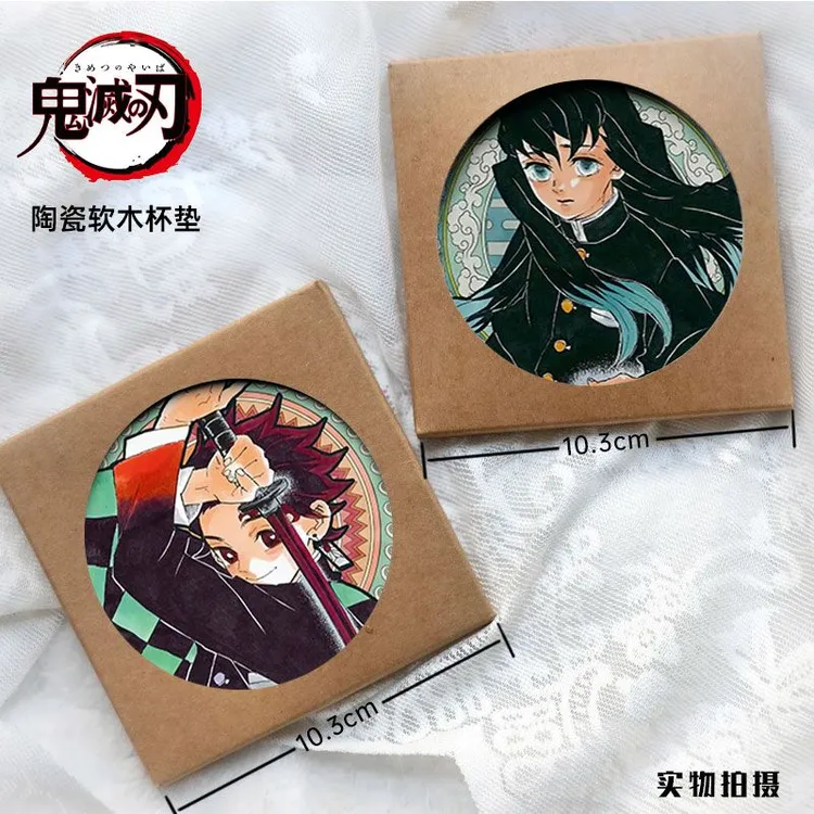 鬼灭之刃圆形/方形陶瓷软木杯垫日本原画风实用摆件鬼灭周边杯垫
