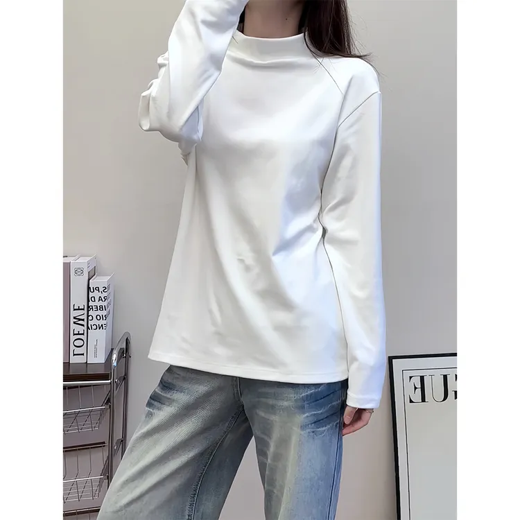 纯色德绒半高领打底衫男女新款秋冬保暖衣长袖T恤美式内搭卫衣