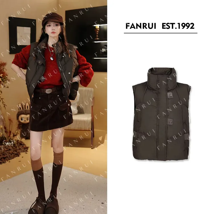 FANRUI/泛芮「隐耀型格」秋冬新款简约百搭复古慵懒羽绒马甲B18543