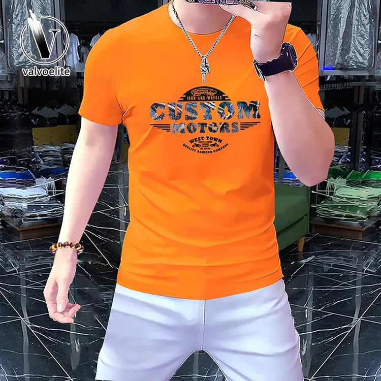 VALVOELITE2025新款夏季冰丝短袖t恤男薄青年修身潮牌流行半袖衫