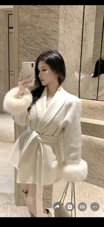 【短款8619】毛呢外套修身型女双面短款毛呢轻奢中长款气质秋冬