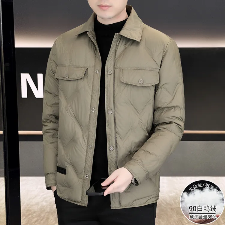 霍罗哈芬HOROHUVEN冬季新款翻领羽绒服男士轻薄保暖白鸭绒防寒服