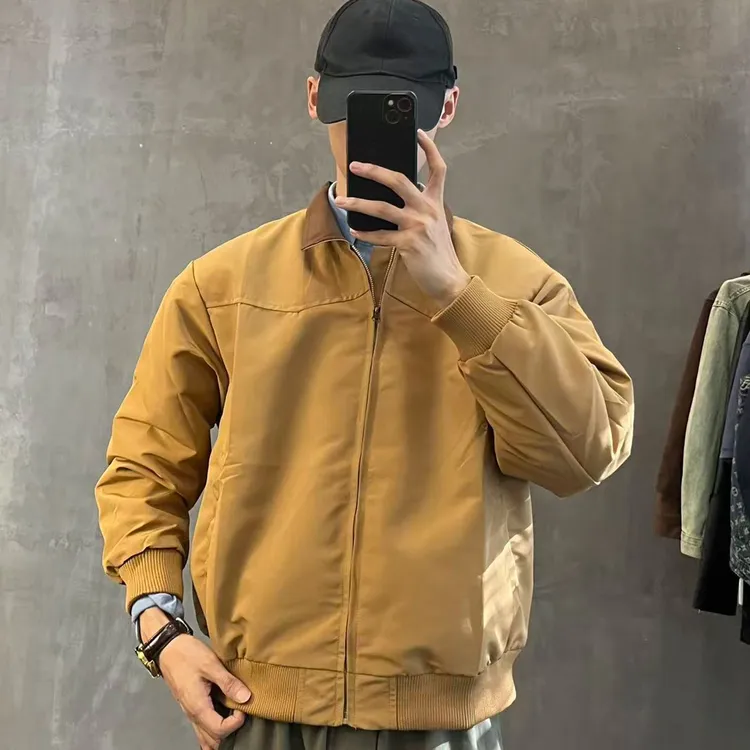 重头来过2025年秋季时尚撞色外套男美式复古底特律美式工装夹克男