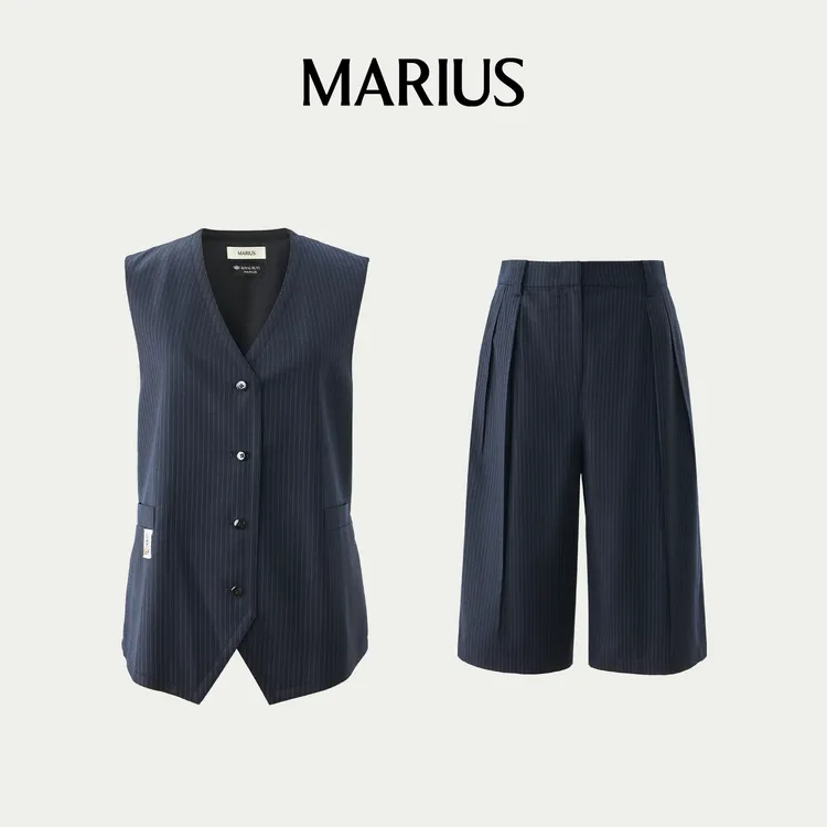 MARIUS‘工坊套装’低调优雅羊毛系带马甲套装