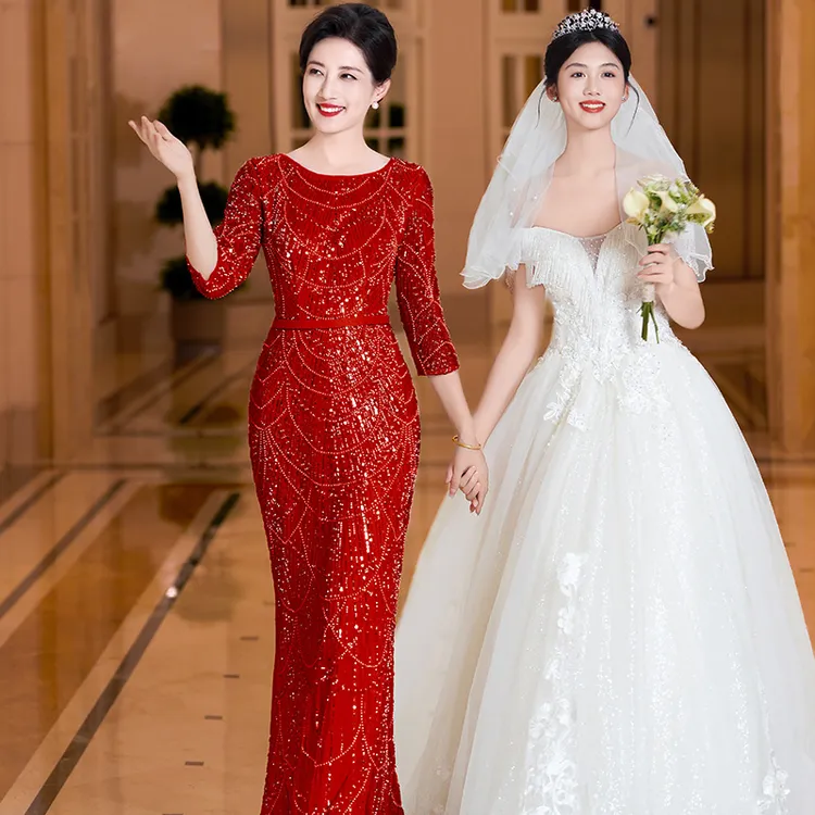 5976高端大气走秀演出主持人年会晚礼服高级感轻奢喜妈妈婚宴礼服