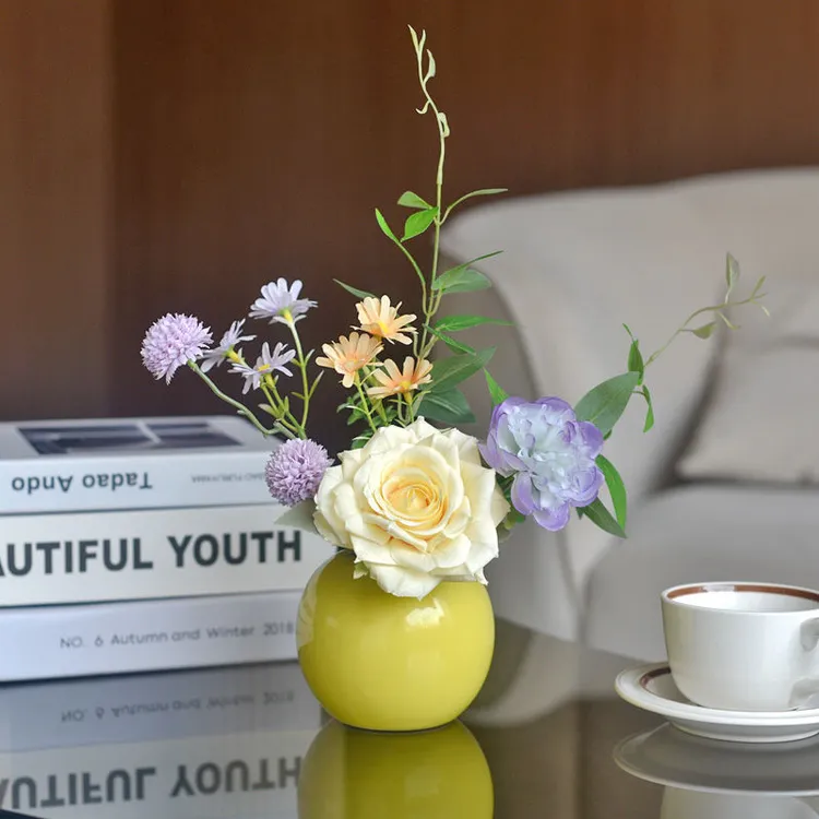 《斑澜》原创插花艺假花花客厅摆设餐桌装饰绢花室内花摆件