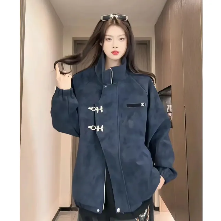 PLQV2025秋冬季cleanfit扎染中式风休闲外套百搭冲锋衣立领情侣潮