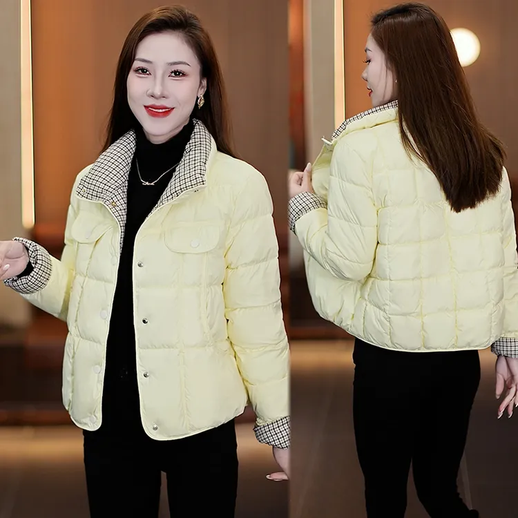 拼接短款保暖修身型纯色棉服棉衣加厚小个子冬装修身3581