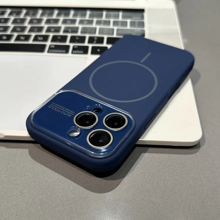 GGBond深海蓝硅胶磁吸大视窗适用苹果16pro15/14手机壳13/12/11套