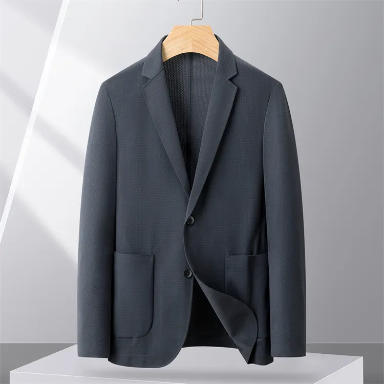 夏季男士薄款透气商务简约西服男款简约百搭休闲长袖单西82421